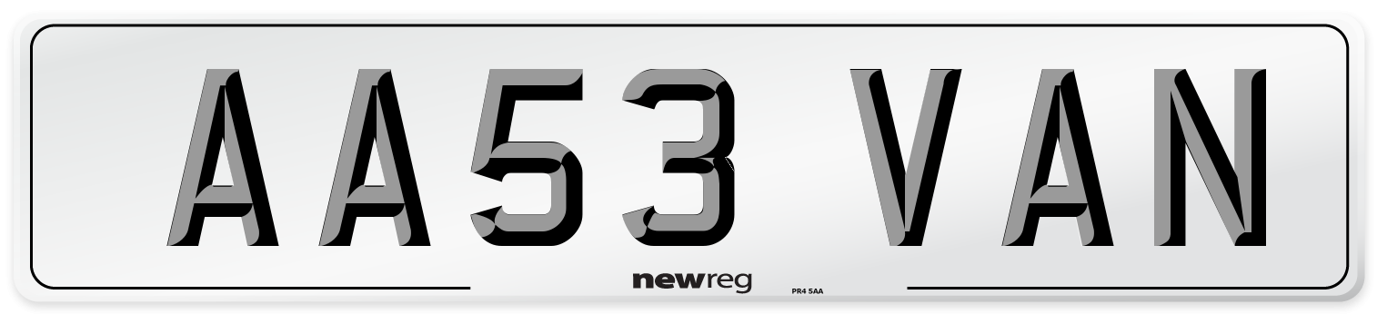 AA53 VAN Number Plate from New Reg
